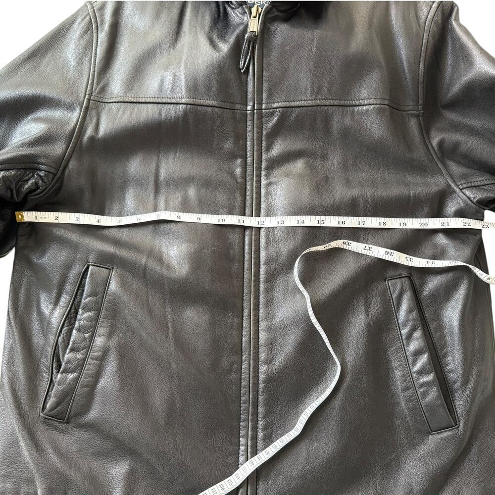 Vintage‎ Dockers Black Zip Front Leather Jacket Large / XL 90s Y2K Oversized - Picture 14 of 16